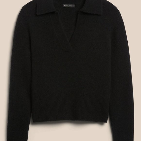 Banana Republic Wool-Blend Sweater Polo Black - Picture 4 of 6